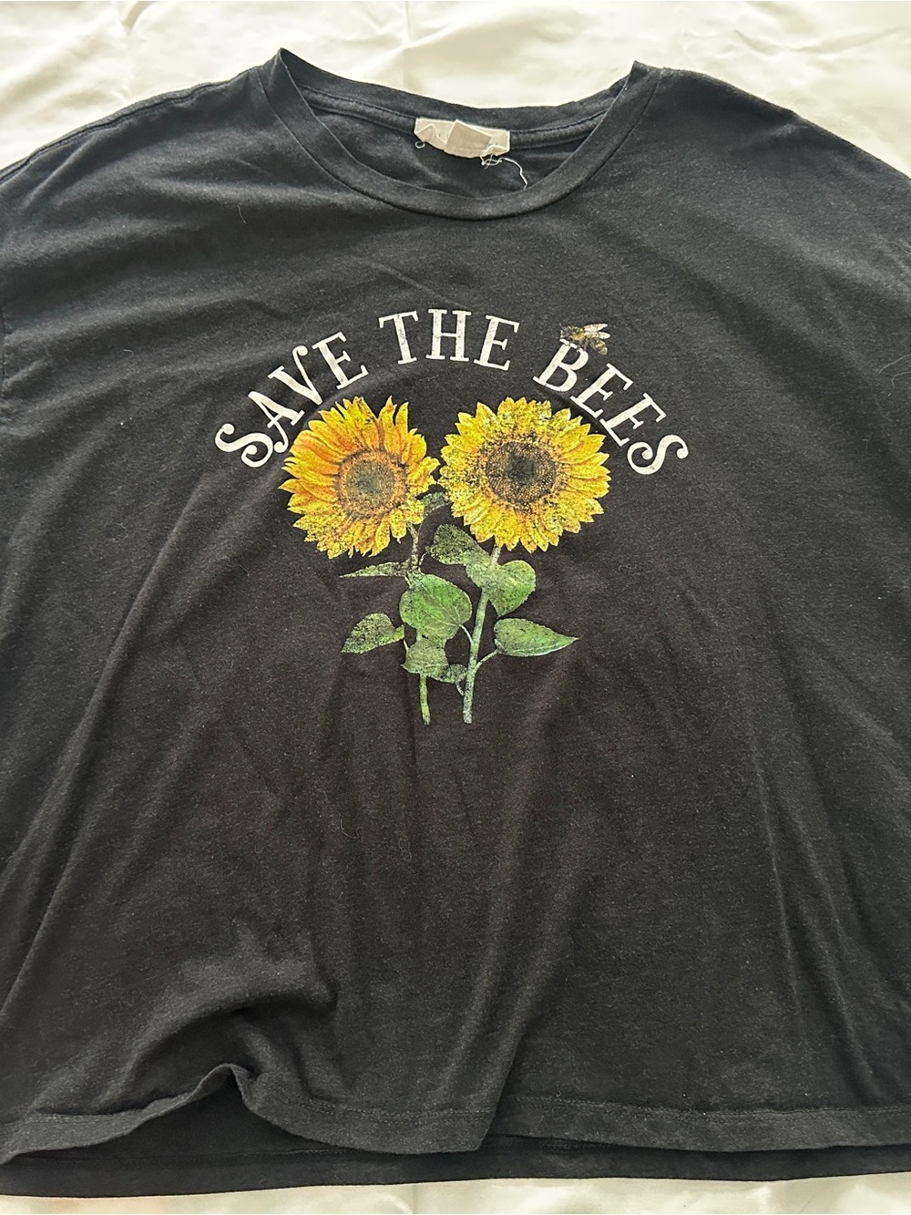 Save The Bees Sunflower Graphic Tee - Black